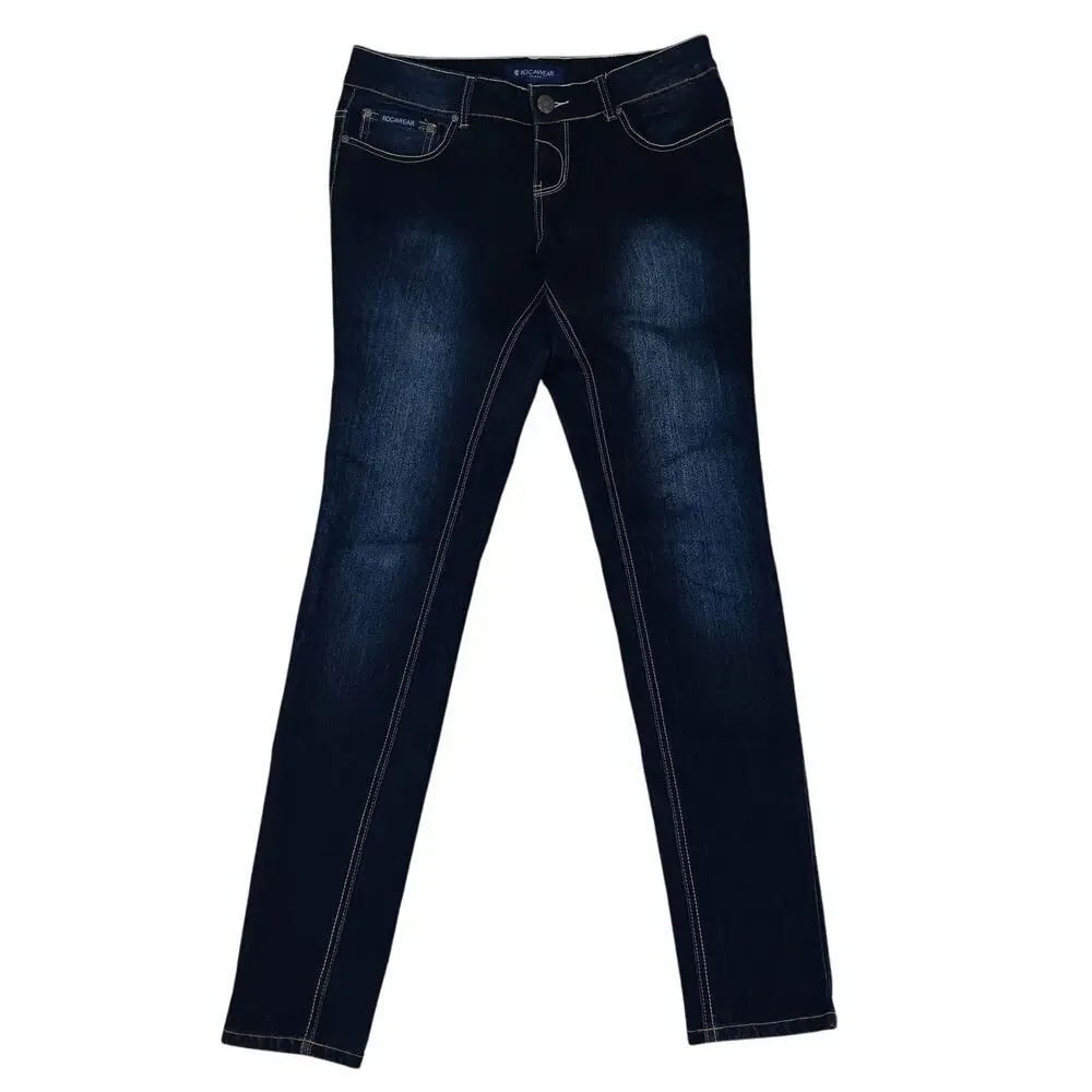 Rocawear Classic Skinny Jean Women 14 33X33‎  Dark Wash Rhinestone Back Stretch